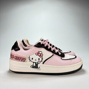 Bershka Hello Kitty Platform Pink White Lace Up Sneakers Women's Size 39 EU